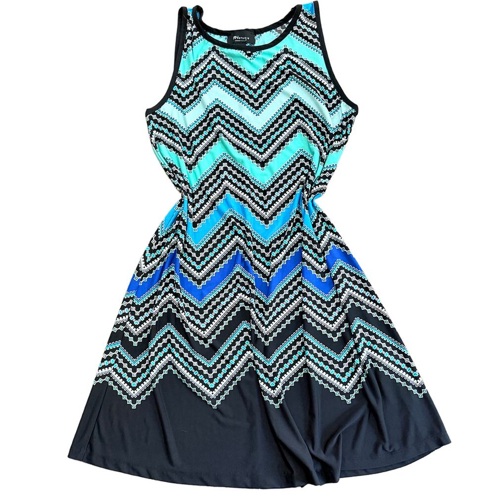 Chevron sleeveless dress shift pullover women medium business retro zigzag